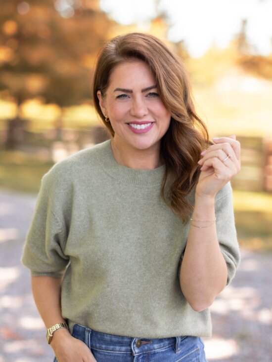Joe Fresh Sweaters - Joe Fresh X Jillian Harris Light Olive Short-Sleeve Crewneck Sweater